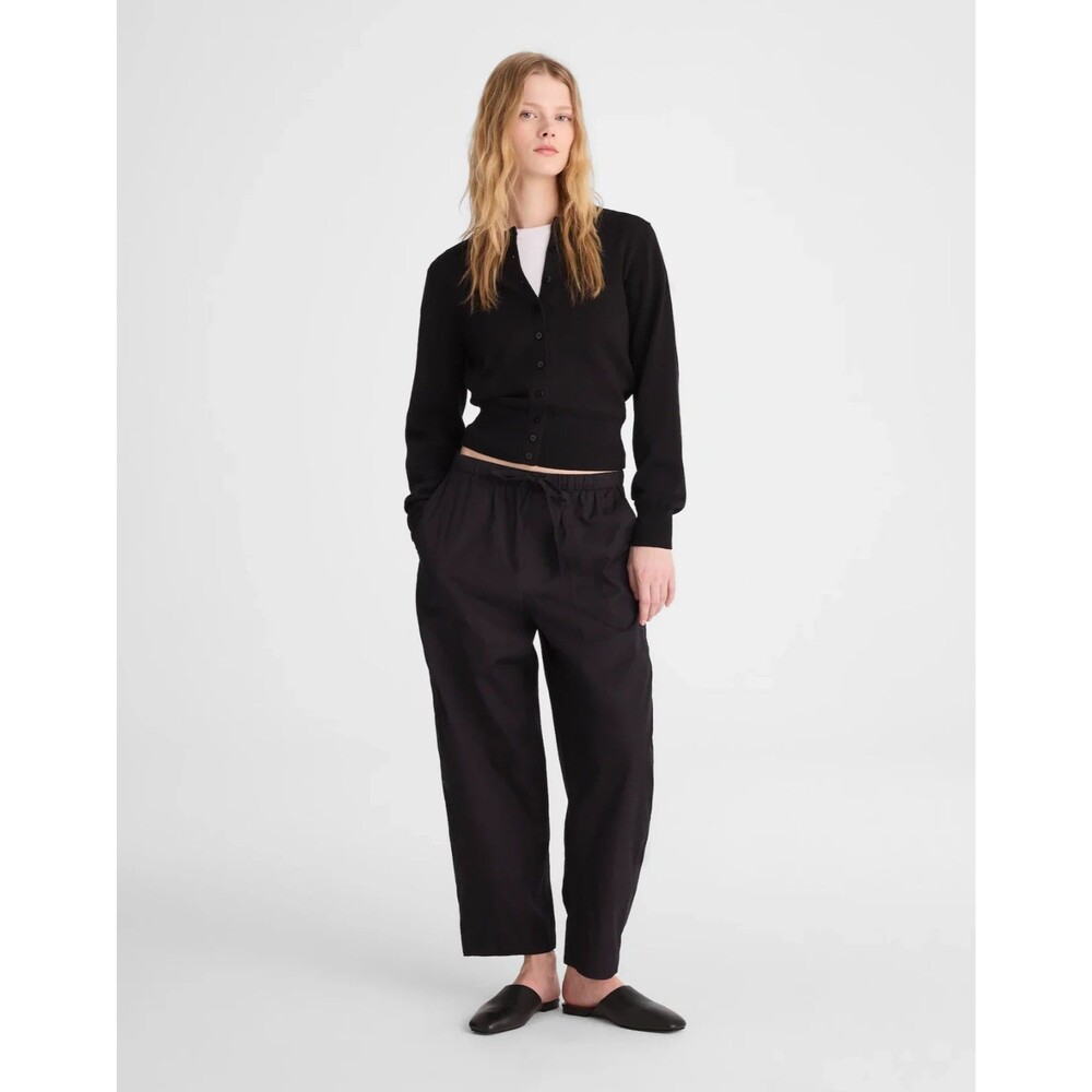 MADEWELL The Pull-On Barrel-Leg Utility Pant in Poplin M Jet Black NWT B94